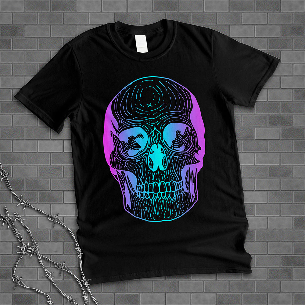 Blue Neon Skull Shirt