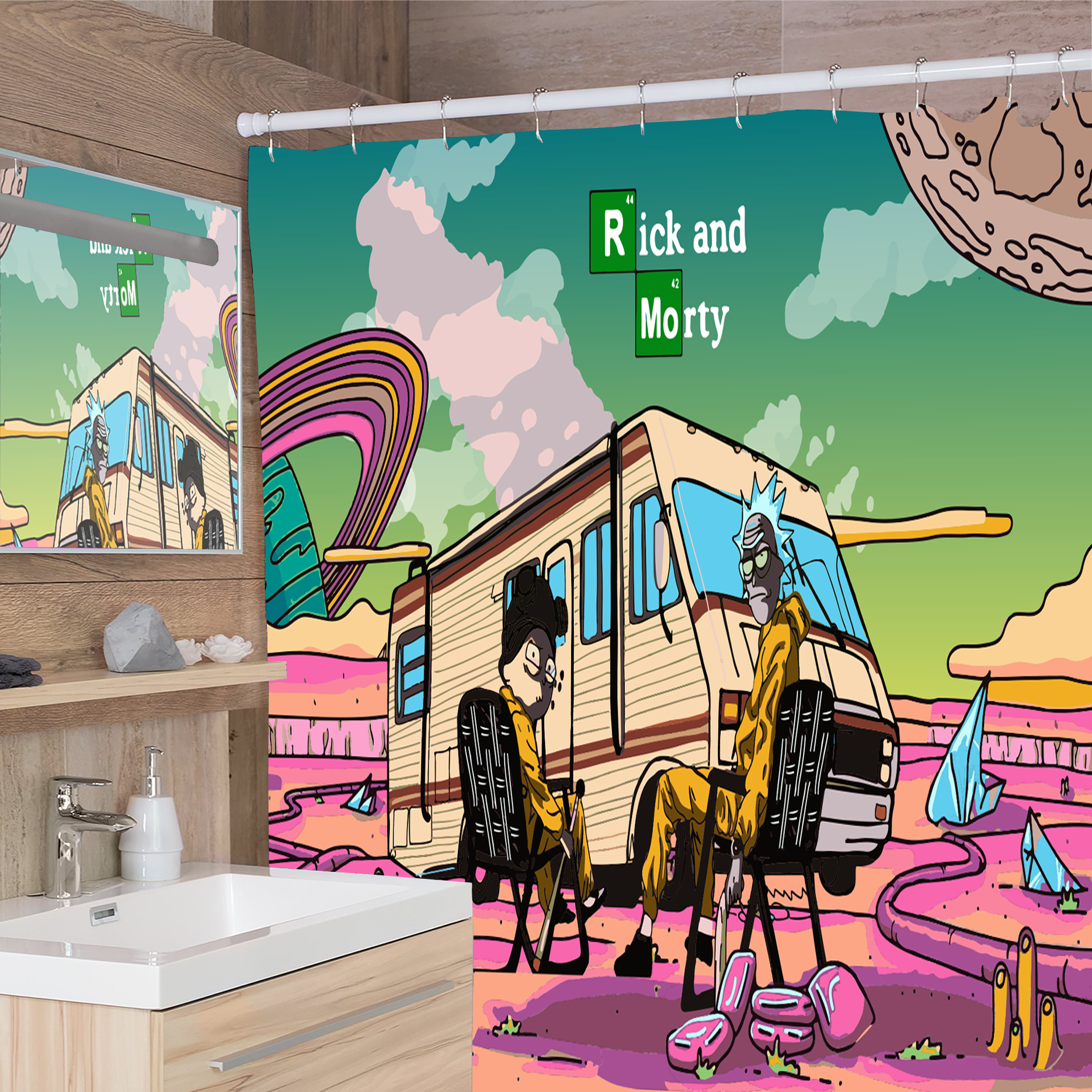 Breaking Morty Shower Curtain