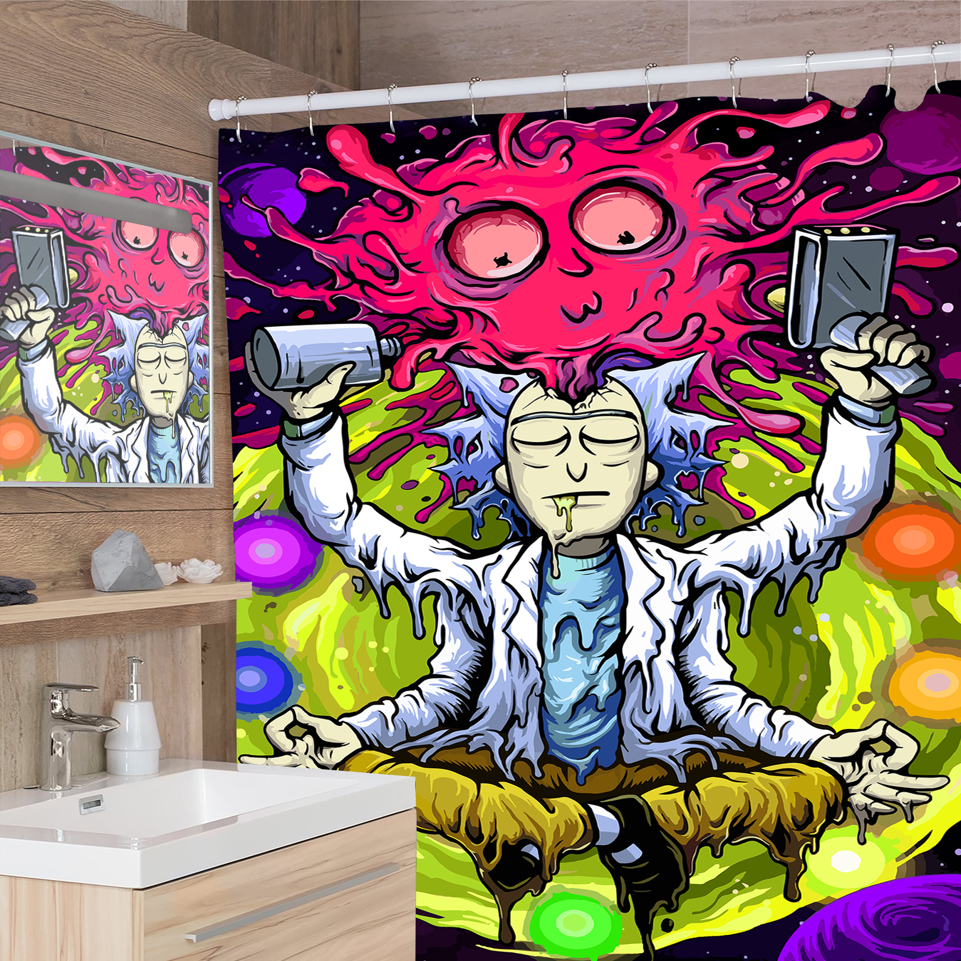 Trippy Rick Shower Curtain